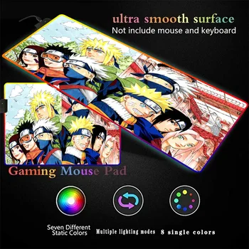 Mairuige Animácie Podložka pod Myš Naruto RGB Veľká Podložka pod Myš Farba LED Osvetlenie Počítač, Notebook Herné Príslušenstvo Podložka pod Myš