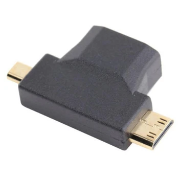 3 In1 Mini Micro HDMI Samec + Mini HDMI Samec Na HDMI 1.4 Žena kábel Kábel Adaptéra Converter Pre HDTV 1080P HDMI Káble