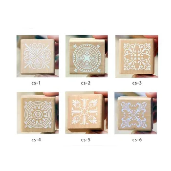 6pcs/veľa Nových sladké čipky série dreva okrúhle pečiatky 4*4 CM štvorcový tvar darček pečiatka 6 vzory Zápisník dekorácie H022