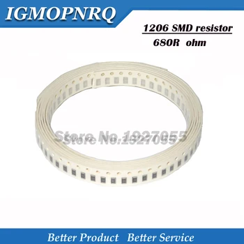 100KS 1206 680R SMD Rezistora chyba 680 ohm čip odpor 0.25 W 1/4W 680R 681 SMD Rezistora nové