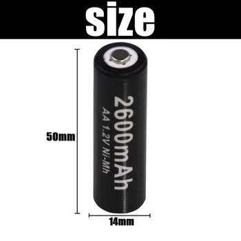 Yeckpowo AA Batérie 1.2 V NI-MH 2A AA Nabíjateľné Batérie Bateria akkumulator NIMH AA 2600mAh pre baterku pre hračky