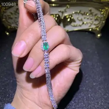 KJJEAXCMY boutique šperky 925 sterling silver vykladané prírodné smaragd gem dámy luxusný náramok podpora detekcie sdfg