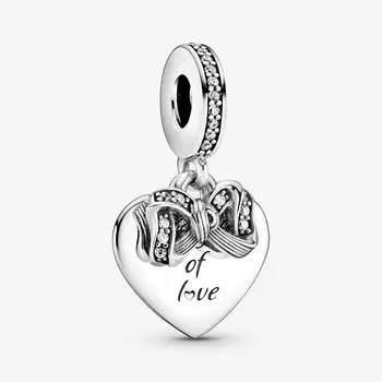 2020 Nové 925 Sterling Silver Lúk a Láska Srdca Visieť Kúzlo Fit pandora Náramok Poľa Srdca Prívesok DIY Šperky