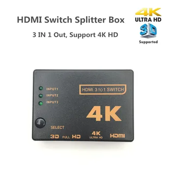 Mini 3 Porty HDMI Prepínač 1.4 b 4k*2k 3D Switcher HDMI Splitter 3 v 1 Z Port Hub pre Xbox DVD HDTV pre PS3, PS4 1080P