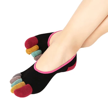 Ženy Móda Prst Ponožky Dievčatá Tvorivé Farebné Priedušná 5 Prsty Členok Bavlnené Ponožky Anti-slip pančuchový tovar