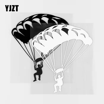 YJZT 14.2X15.8 CM Vinylové Nálepky Auto Samolepky padák Power Paraglider Čierna / Strieborná 10A-0124