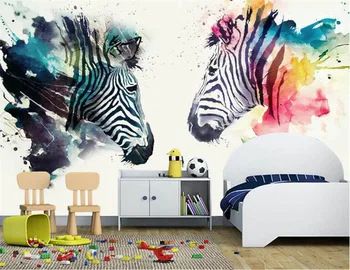 Moderné Abstraktné Umenie, Nástenné Tapety 3D Akvarel Zebra Nástenné Maľby detský Spálňa Kaviareň Reštaurácia Pozadí Steny Papiere Dekor