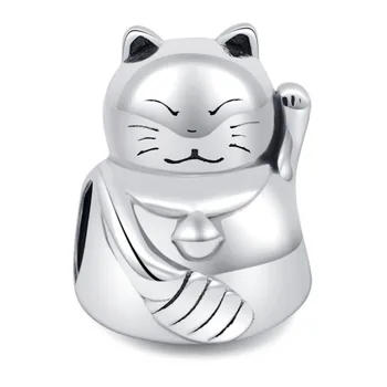 Jazaz Japonský Štýl 2.9 g Šťastie Mačka Korálky pre Ženy Šperky Čo Kúzlo 925 Pevné Mincový Striebro
