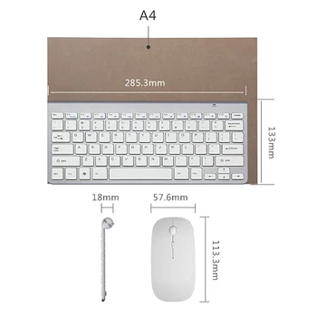 Špeciálne Účely USB Bezdrôtová Klávesnica 2.4 G MINI Štruktúra Kompaktná Klávesnica s Optickou Myšou Nastaviť Pre Laptop PC, iPad