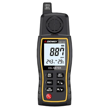 SNDWAY SW-723 Ručný Detektor Oxidu Uhličitého Monitorovanie CO2 Detektor Tester Alarm Kvality Ovzdušia Analyzer 0-9999ppm Rozsah Merania