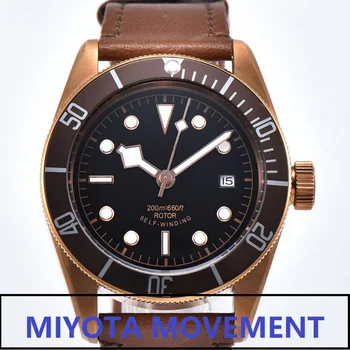 Corgeut 41mm Zafírové Sklo black Dial PVD bronz Automatické Mechanické MIYOTA 8215 Svetelný Plávať Pánske Náramkové hodinky