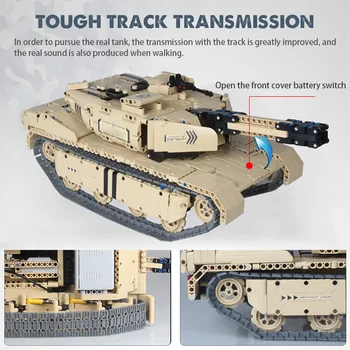 RC Tank M1A2 Model Stavebné Bloky Technické Vojenské Diaľkové Ovládanie 50M Vzdialenosť Nádrž 1276PCS Tehly Hračky pre Deti, Chlapci