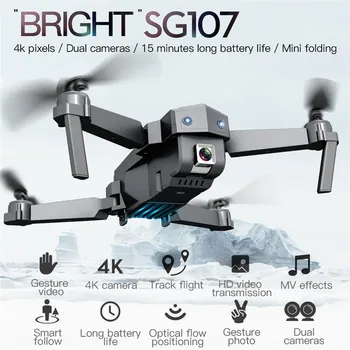 SG107 RC Quadcopter 4K WIFI FPV HD Dual Camera 2,4 GHz, Six-axis Gyroskop, Drone Gestami Dieťa Hračku skladacia Gestami