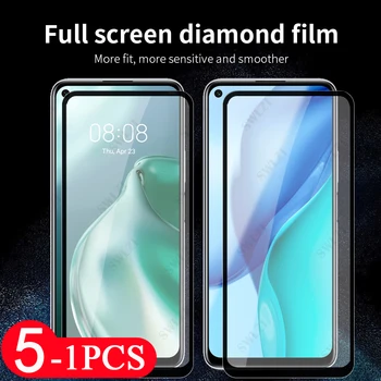 5-1Pcs úplné pokrytie tvrdeného skla pre huawei P40 lite E P30 pro plus P20 telefón screen protector ochranná fólia smartphone Sklo
