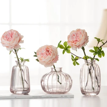 Plastický Jednoduché Sklo Malá Váza Mini Kvet Usporiadanie Nádoby Farba Váza Domov Dekoratívne Parapet Ozdoby