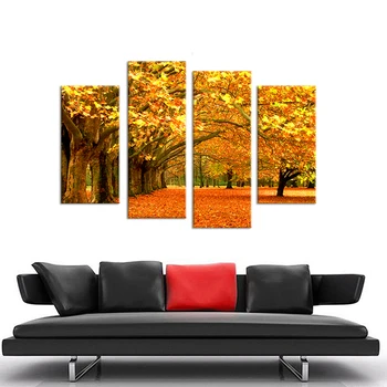 Predaj obrazov na Stenu pre Obývacia Izba Cuadros Padajúceho Lístia Na Jeseň 4pcs Nástenné Maľby,domov Obrazy Tlačené Na Plátne