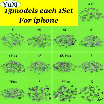 YuXi 13Set Skrutku Kompletný Skrutky Úplnú Výmenu Opravy pre iPhone 7 7Plus 6 6s Plus 5S 5 5C 8 8P X Mobilné Príslušenstvo