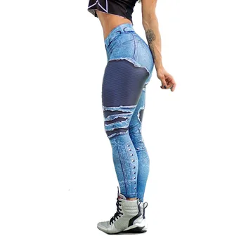 2018 Ženy Džínsy Tlač Legíny Športové Cvičenie Leggins 3D Cvičenie, Fitness Elastické Nohavice