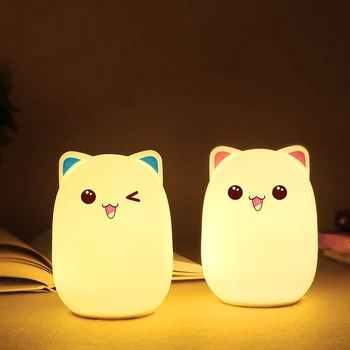 Stmievateľné starostlivosti o dieťa LED nočné svetlo USB Nabíjateľné Senzor Roztomilý Kreslený Zvierat Medveď Silikónové Nočné Lampy, 7 Farieb, Kreatívny darček