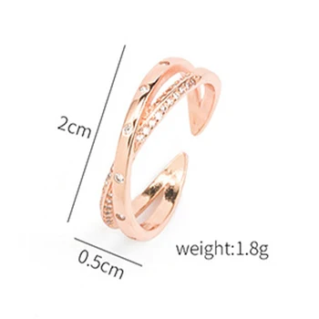 Malé čistý a svieži temperament rose gold ring módne dvojité otvorené nastaviteľný krúžok