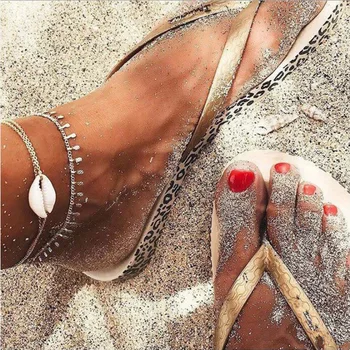 Vintage kovové Reťaze Členok Náramky Prírodné Shell Cowrie Pláži Sandál Anklet Pre Ženy Punk Očarujúce Šperky Reťazca Ponožky