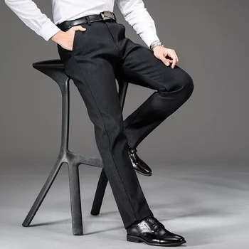 Pánske zimné nohavice plus velvet teplé vysokej kvality, pohodlné, rovný úsek Muž pracovné odevy business príležitostné voľné Oblek nohavice