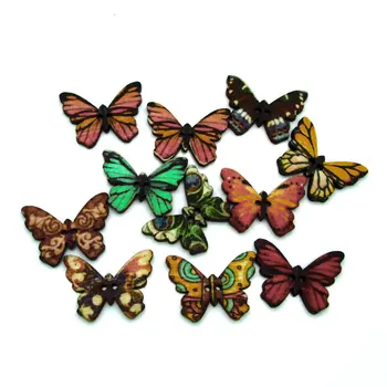 LF 50Pcs Zmiešané Drevený Motýľ Šitie Tlačidlá Pre Oblečenie Vyšívanie Scrapbooking Remesiel Dekoratívne Diy Príslušenstvo
