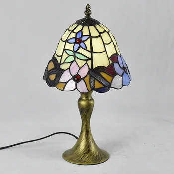 Tiffany Tabuľka Žiarovka E27 Barokový Spálňa Nočná Lampa Tvorivé Módne Retro Stolná Lampa