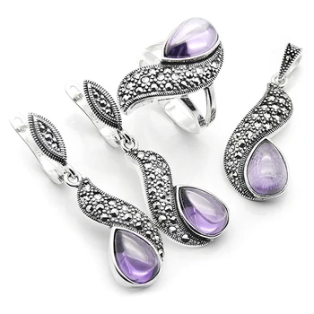 925 sterling silver náušnice, náhrdelník nastaviť ozdoby luxusné Vintage šperky crystal sady pre ženy bijoux düğün s šperkov