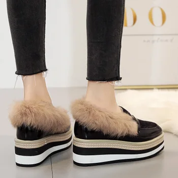 2020 jeseň a v zime nová vlna topánky semiš pruhy bežné wild hrubé-soled platforma topánky veľkosť ploché topánky ženy