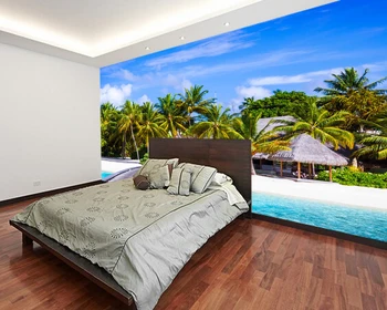 Vlastné 3D abstraktných de parede,Beach resort nástenná maľba pre obývacej izby, spálne, gauč pozadí steny domáce dekorácie, tapety