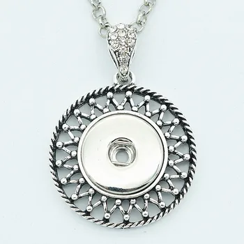 Móda Kolo vzor snap prívesok náhrdelník reťazca 60 cm fit 18 MM modul tlačidiel Módne šperky príslušenstvo XL0121