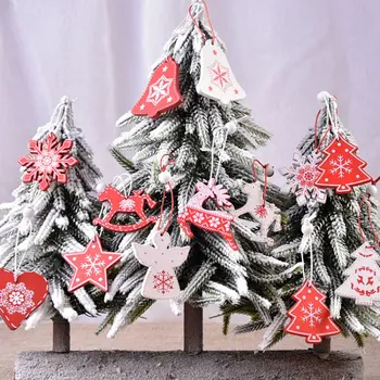 Prírodné Drevené Vianočné Ozdoby Prívesok Visí Darčeky Snehové Vločky Vianočný Strom Decor Domov Závesné Dekorácie