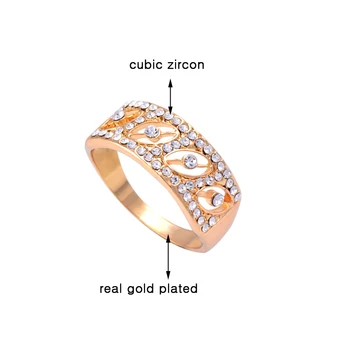 SINLEERY Luxusné Crystal Zásnubné Prstene Módne Ženy, Zlatá Farba Duté Krúžok Svadobné Šperky JZ038 SSK