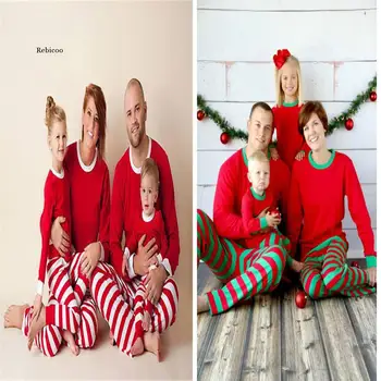 Muži a Ženy Chirstmas Oblečenie Pruhy Pyžamo Sady Vianoce, Rodina, Oblečenie, Oblečenie Pruhy Pyžamá