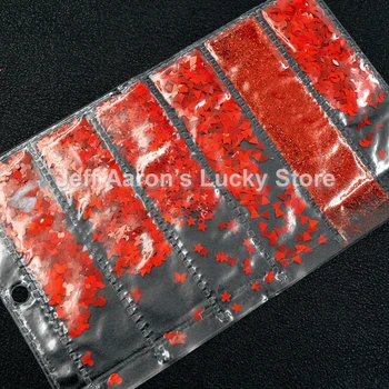 Zmiešané 6 tvary červená akrylové nechty umenie dekorácie ponuky nechtov flitrami lesk manikúra falošné nechty dodávky nástroj nové dorazí