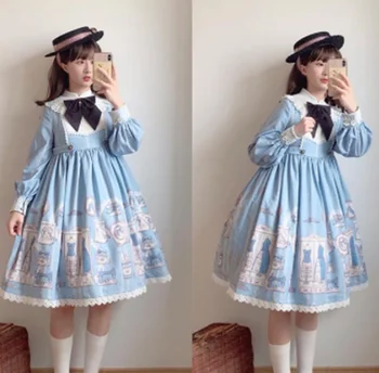 Kawaii dievča op loli cos Palác vintage sladké lolita princezná lolita šaty čipky bowknot stojan tlač vysoký pás viktoriánskej šaty