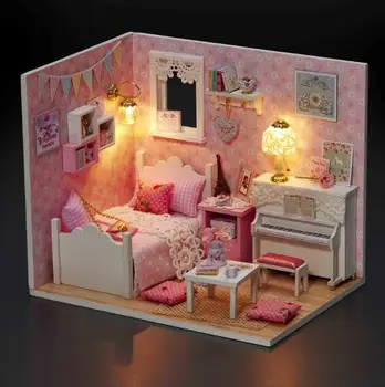 DIY Doll House casa miniatúrne izba box Wodden Miniatura Bábika Domy Nábytku, Súpravy typu 