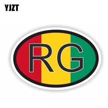 YJZT 11 CM*7.3 CM Osobnosti Guinea Reflexné Vlajka Kód Krajiny Kotúča, Oválne, Auto Nálepky, PVC 6-0411