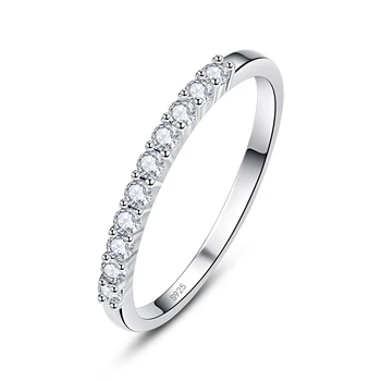 BONLAVIE Jednoduchý Štýl Plný Crystal Svadobné Šterlingov Strieborné Prstene 10 PC Cubic Zirconia S925 Šperky Najnovšie Krúžok Pre Ženy