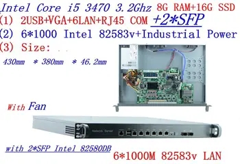 1U firewall server Smerovača 8G RAM 16 G SSD InteL I5 3470 3.2 G s 6*intel 1000M 82583V Gigabit LAN 2*SFP podporu SNSĽP RouterOS atď