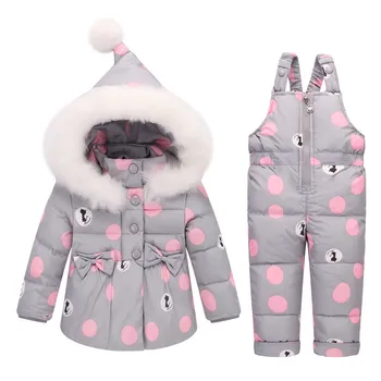 Ruský Zimné Oblečenie Sady Pár Detí Hot Snowsuit Bundy Dieťa Nadol Bundy S Odsávače Kačica Kožou Nadol Doorout Vyhovuje