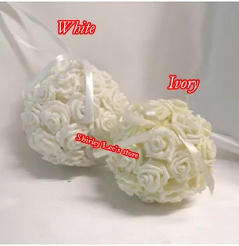 Hot Predaj!!! (10 cm,12 cm) 32pcs X Polyfoam Rose Loptu W/Páse Pútka Stoličky, Dekorácie Pew Končí Svadbu