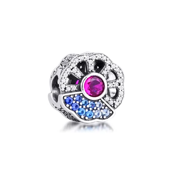Hodí Pôvodné Pandora Náramok 925 Sterling Silver Blue & Ružová Ventilátor Kúzlo Korálky pre Šperky, Takže Bijoux 2020