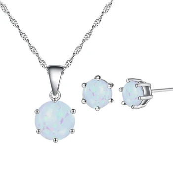 KOFSAC Módne 925 Silver Šperky Set Minimalizmus Šesť-pazúr Farebné Crystal Kameň Náhrdelníky, Náušnice, Sety Pre Ženy, Darčeky, Šperky