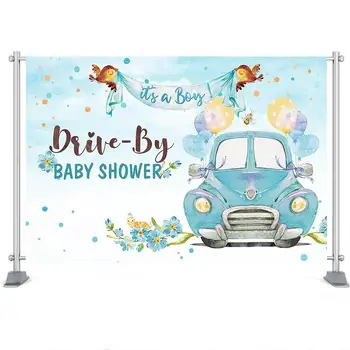 Disk Baby Sprcha Pozadie Modré Kvetinový Chlapčeka Sprcha Party Dekorácie Baby Sprcha Sprievod Sociálne Dištancovanie Pozadie