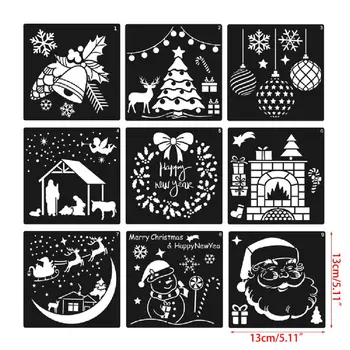 12 Kusov Vianočné Šablóny Šablóny Opakovane Plastové Plavidlá pre Umelecké Kreslenie, Maľovanie Striekaním okenného Skla Dverí karosérie