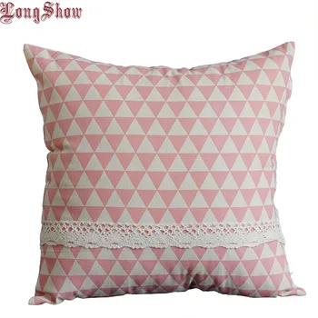 Domov Dekoratívne Tvorivé Ružovej Farby Geometrický Vzor 43x43cm Štvorcový Vankúš S Bavlnenej Čipky Hranice