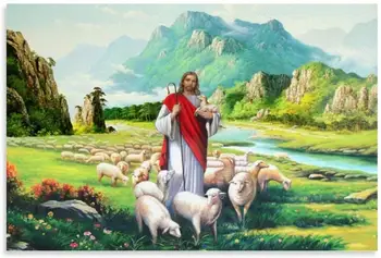 Kristus Ježiš, Dobrý Pastier, Plagát Dekoratívne Maliarske Plátno Na Stenu Umenie Obývacej Izbe Plagáty Spálňa Maľovanie