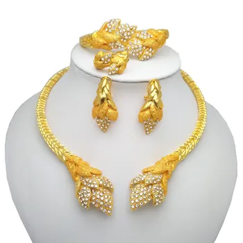 Kráľovstvo Ma Veľkoobchod Nigérijský Ženy, Svadobné Šperky Sady Dubaj Zlatá farba Šperky sady Africkej Ženy Veľký Náhrdelník Šperky